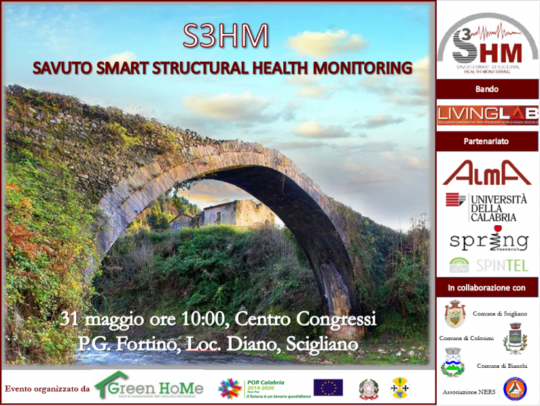 Evento finale “S3HM SAVUTO SMART STRUCTURAL HEALTH MONITORING”: 31 maggio 2022, Scigliano