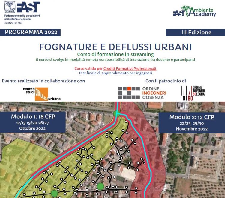 Corso di formazione FOGNATURE E DEFLUSSI URBANI: Edizione 2022